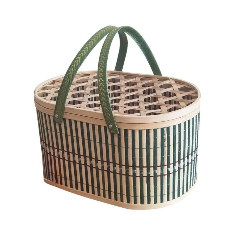Food Snacks Gifts - Cesta de bambu artesanal durável, tecido