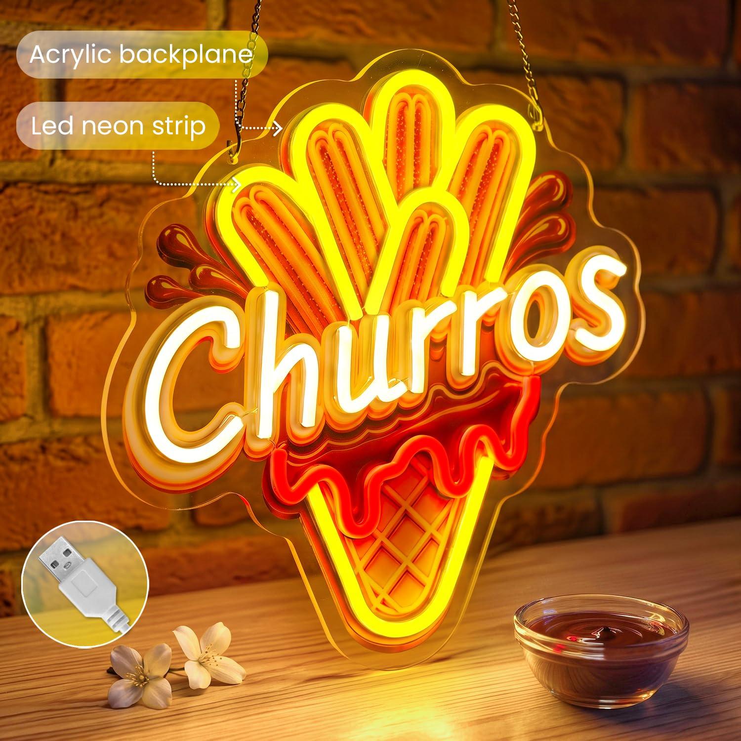 Letreiro Luminoso de Churros c - Food Snacks Gifts avaliação e preço