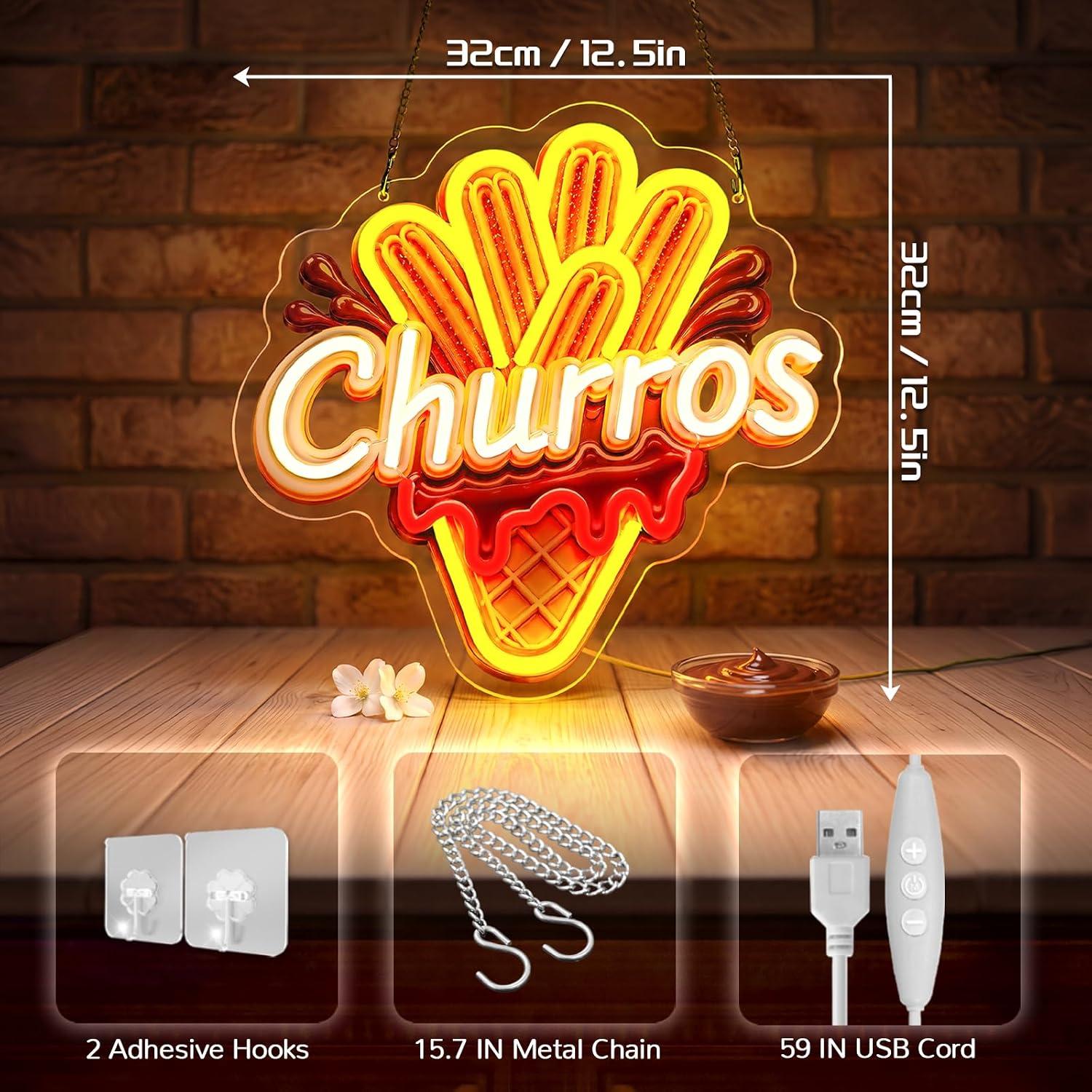 Letreiro Luminoso de Churros c - Food Snacks Gifts avaliação e preço