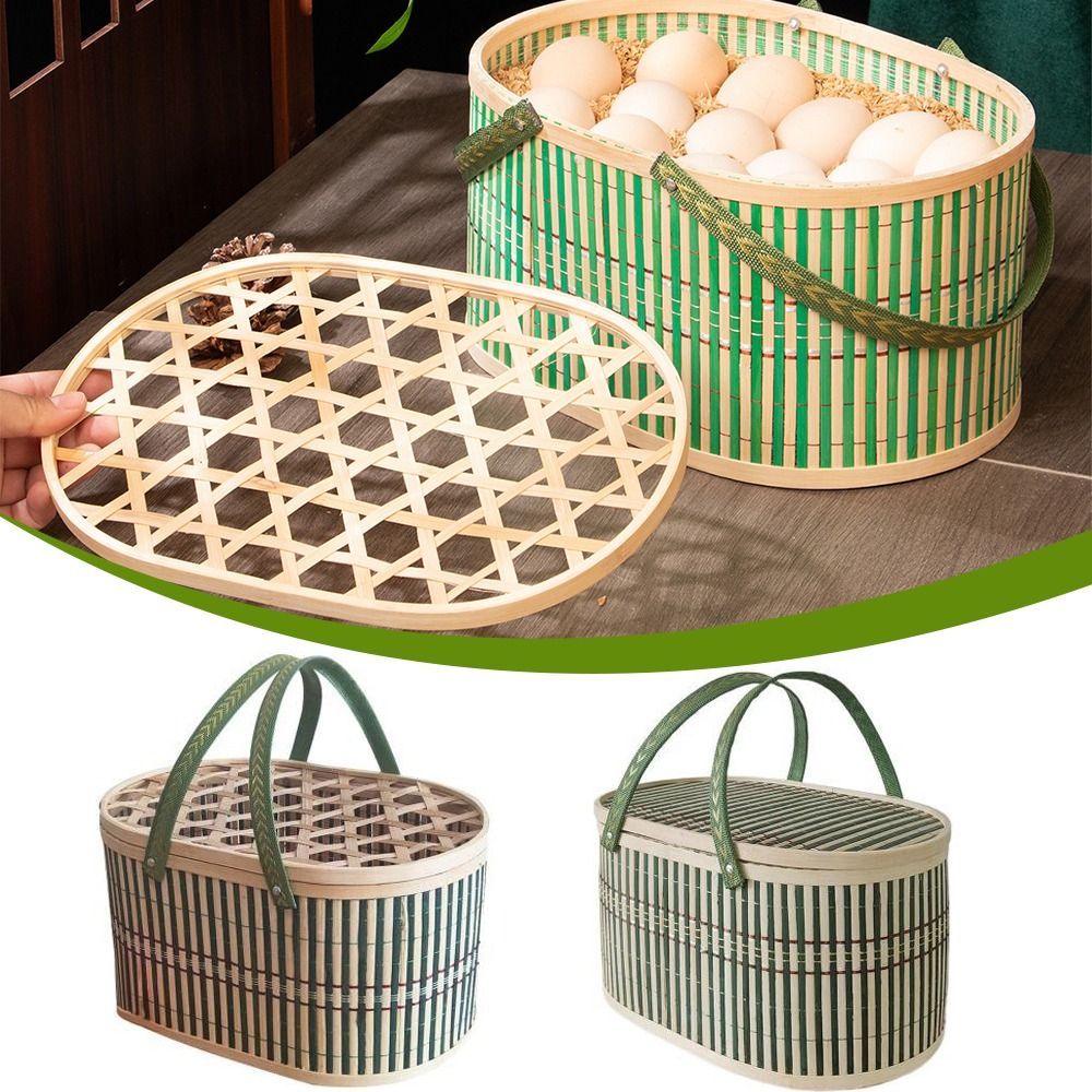 Cesta de bambu artesanal duráv - Food Snacks Gifts avaliação e preço