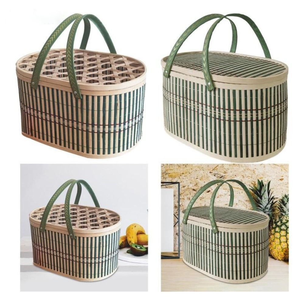 Cesta de bambu artesanal duráv - Food Snacks Gifts avaliação e preço